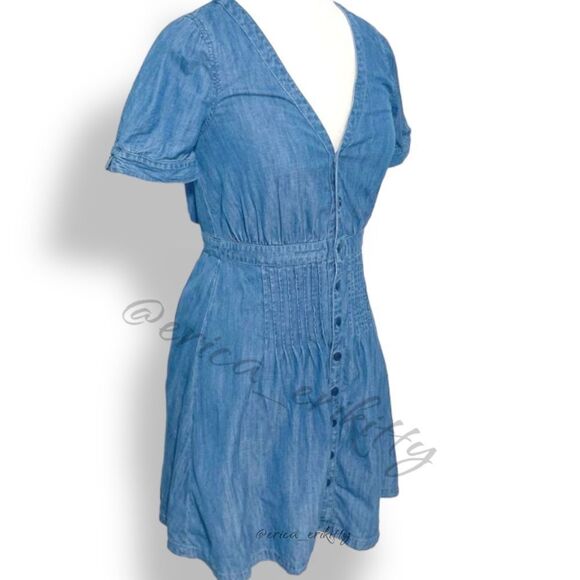 Philosophy Lightweight Denim Midi Knee Length Button Down Dress - Picture 1 of 10